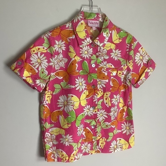 Palm‎ Lily Tropical Floral Short Sleeve Shirt 8 - Picture 4 of 9